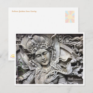 Balinese Godin Steen Kunst Reisansichtkaart Feestdagenkaart
