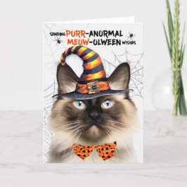 Balinese Halloween Kat PURRanormale MEOWolween Feestdagen Kaart