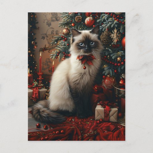 Balinese Kat Kerstboom met Jingle Bells Briefkaart (Voorkant)
