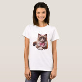 Balinese kat met roze strik t-shirt (Voorkant volledig)