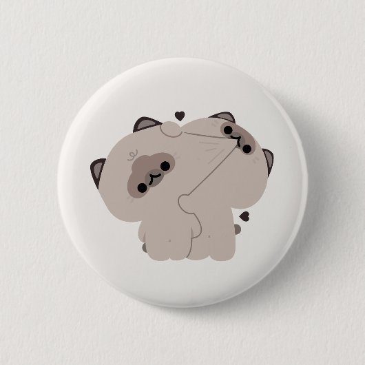 Balinese kat paar ronde button 5,7 cm (Voorkant)