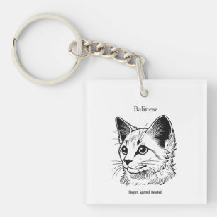 Balinese kat portret sleutelhanger