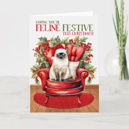 Balinese Kerst Kat FELINE Feestelijk Feestdagen Kaart