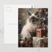 Balinese kitten kerstkat portretkunst briefkaart (Voorkant / Achterkant)