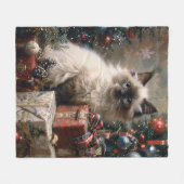 Balinese kitten kerstkat portretkunst fleece deken (Voorkant (Horizontaal))