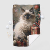 Balinese kitten kerstkat portretkunst golfhanddoek (Insitu)