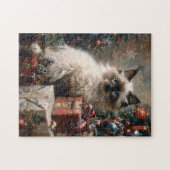 Balinese kitten kerstkat portretkunst legpuzzel (Horizontaal)