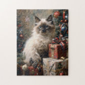 Balinese kitten kerstkat portretkunst legpuzzel (Verticaal)