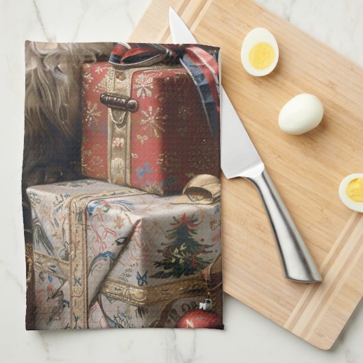 Balinese kitten kerstkat portretkunst theedoek (Quarter Fold)