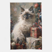 Balinese kitten kerstkat portretkunst theedoek (Verticaal)