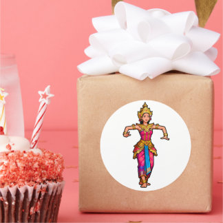 Balinese Legong-danser-sticker - Waterdicht vinyl Ronde Sticker