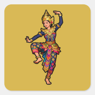 Balinese Legong-danseres geel Vierkante Sticker