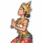 Balinese Legong-danseres Roze Sticker (Voorkant)