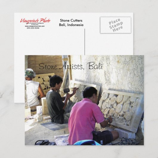 Balinese Stone Cutters Briefkaart (Voorkant / Achterkant)