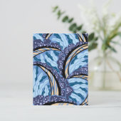 BALINESIË: BLAUWE MAANDAG, Art Deco Tropical Briefkaart (Staand voorkant)