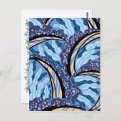 BALINESIË: BLAUWE MAANDAG, Art Deco Tropical Briefkaart (Voorkant / Achterkant)