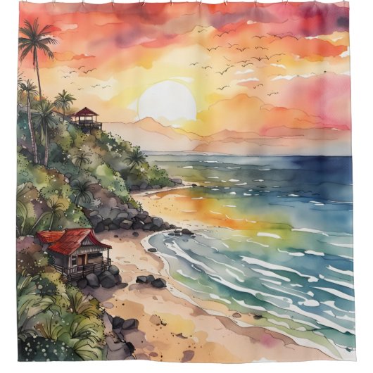 Bali's Sunset Serenade Douchegordijn (Voorkant)