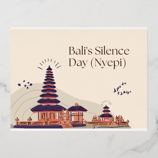 Bali's Zwijgdag Folie Feestdagen Briefkaart (Voorkant)