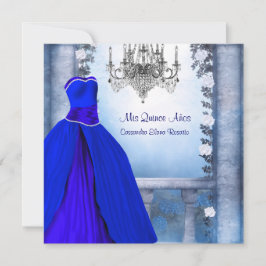 Baljurk Koningsblauwe Roos Quinceanera Kaart