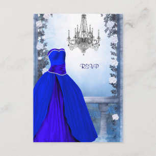 Baljurk Koninklijke Marineblauwe Roos Quinceanera RSVP Kaartje