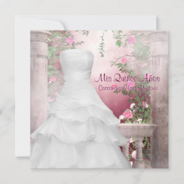 Baljurk Roze Roos Quinceanera Kaart