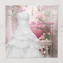 Baljurk Roze Roos Quinceanera Kaart