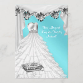 Baljurk Tiara Witte Roos Teal Quinceanera Kaart