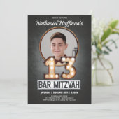 balk Mitzvah Marquee Glamor Aangepaste foto Kaart (Staand voorkant)