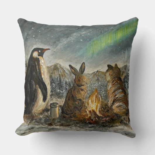 Balk Zwevende Whimsical Aurora Dieren Schilderij Kussen (Voorkant)