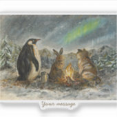 Balk Zwevende Whimsical Aurora Dieren Schilderij Sticker (Voorkant)