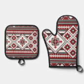 Balkan Folklore Ovenwant Set Slavische Geometrisch (Voorkant)