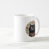Balkan Volkskunst Zwarte Kat Koffiemok (Voorkant rechts)