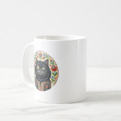 Balkan Volkskunst Zwarte Kat Koffiemok (Voorkant links)