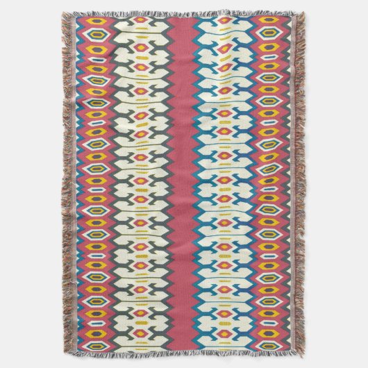 Balkanfolk Art Lozenge Pattern Throw Blanket Deken (Voorkant Verticaal)