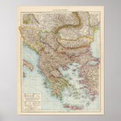 Balkanhalbinsel - Kaart op het Balkanschiereiland Poster (Voorkant)