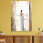 Balkon Serenity: Waterverf Zeezicht Canvas Afdruk (Insitu (Woonkamer))