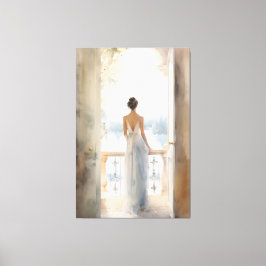 Balkon Serenity: Waterverf Zeezicht Canvas Afdruk