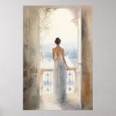 Balkon Serenity: Waterverf Zeezicht Poster (Voorkant)