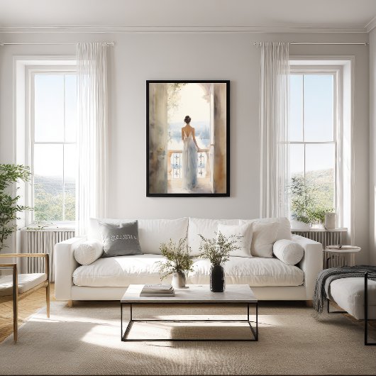 Balkon Serenity: Waterverf Zeezicht Poster