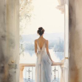 Balkon Serenity: Waterverf Zeezicht Poster