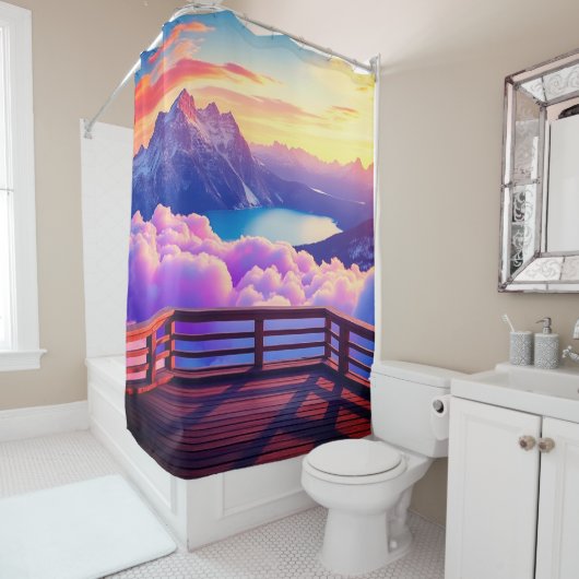 Balkon Uitzicht Douchegordijn (In situ)