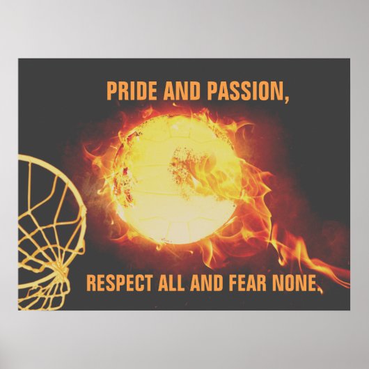 Ball-Afbeelding branden met netball-slogan Poster (Voorkant)