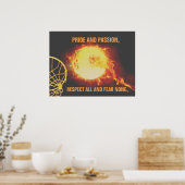 Ball-Afbeelding branden met netball-slogan Poster (Keuken)