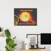 Ball-Afbeelding branden met netball-slogan Poster (Thuiskantoor)