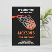 Ball Basket Basketbal Verjaardag Uitnodigingen (Staand voorkant)