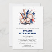 Ball Bats Stars Kinder Honkbal Verjaardag Rood Bla Kaart (Voorkant)