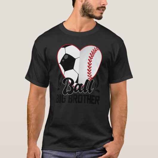 Ball Big Brother Heart  Soccer Baseball Softball T-shirt (Voorkant)
