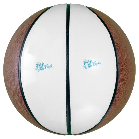 Ball Blue, Medium Turquoise decoratief ontwerp Basketbal (Verticaal)