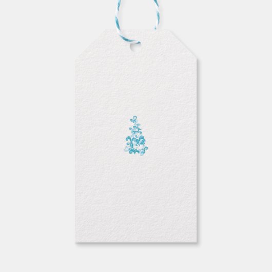 Ball Blue, Medium Turquoise decoratief ontwerp Cadeaulabel (Achterkant)