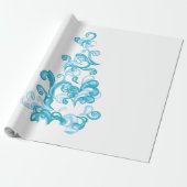 Ball Blue, Medium Turquoise decoratief ontwerp Cadeaupapier (Uitgerold)